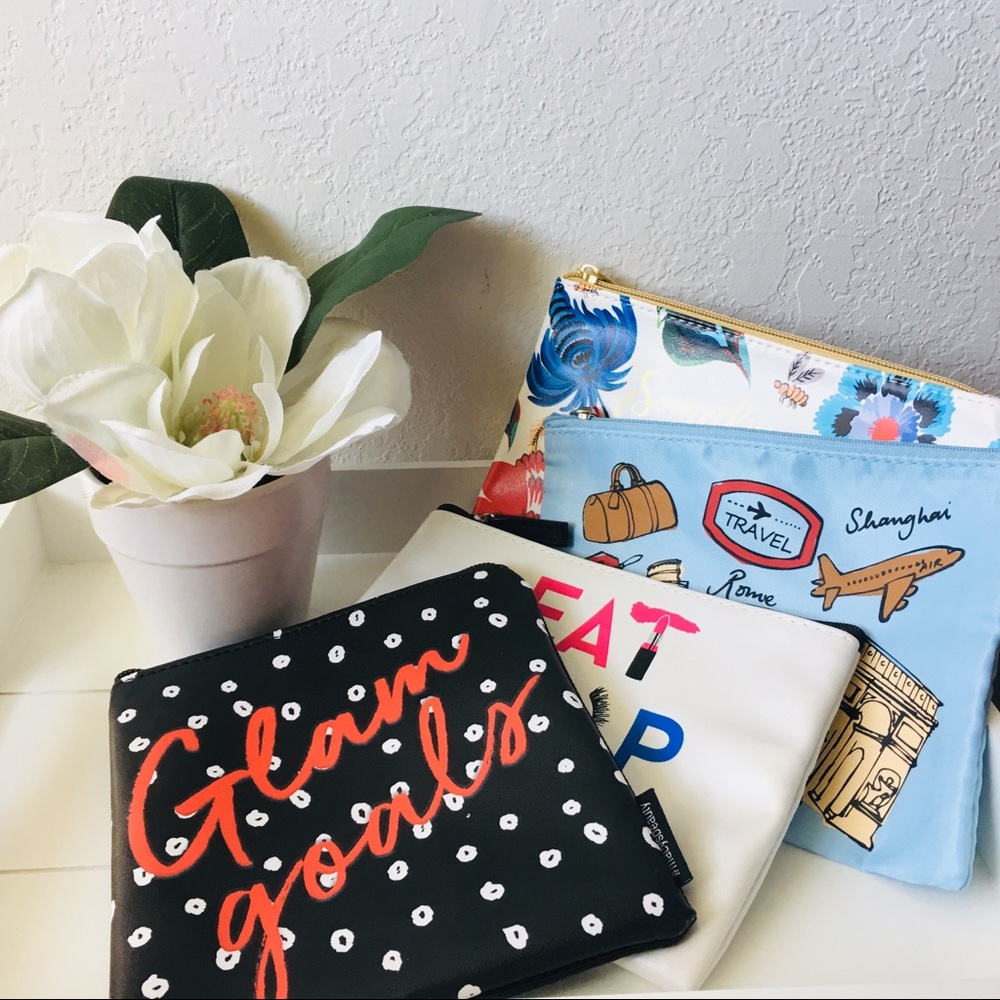 Bundle of 3 Cosmetic Graphic Pouches 7.5” * 5.5”